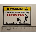Samolepka Warning  Honda 100mm barevn&aacute;